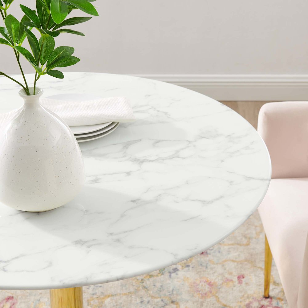 Verne 35" Artificial Marble Dining Table. Picture 6