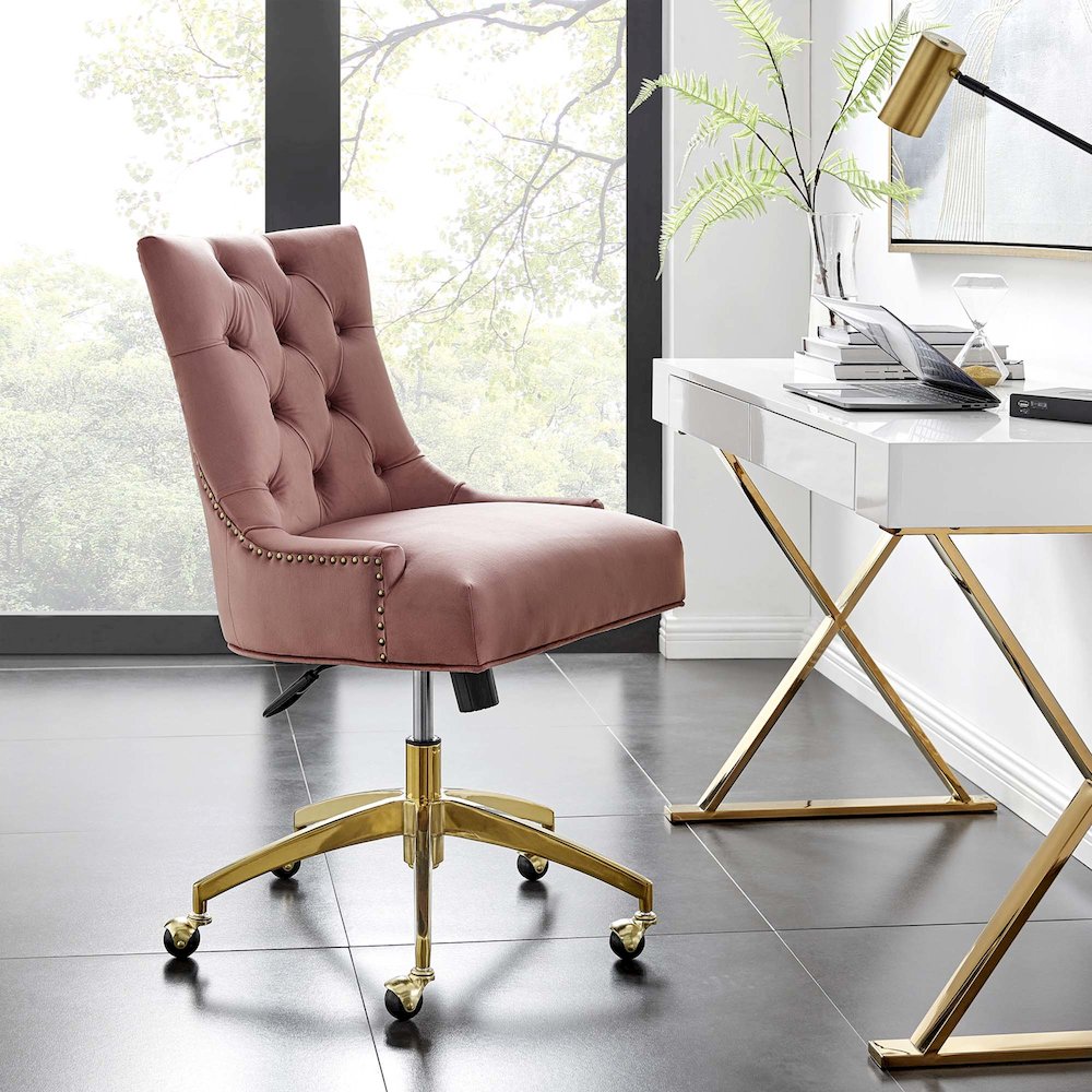 Regent Tufted Performance Velvet Office Chair. Picture 8