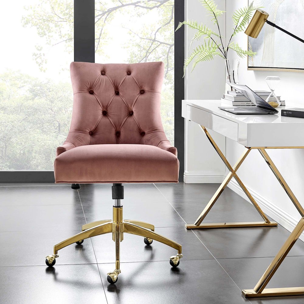 Regent Tufted Performance Velvet Office Chair. Picture 7