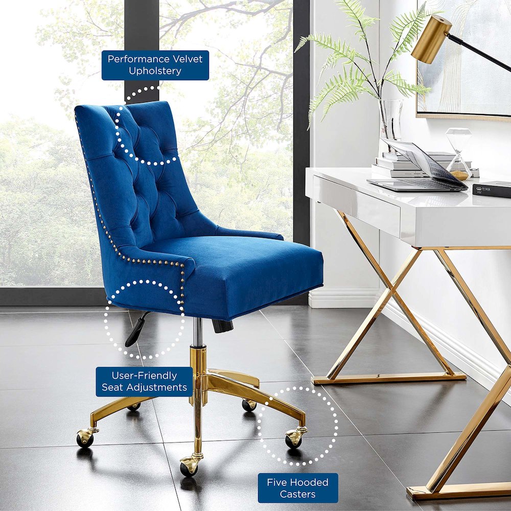 Regent Tufted Performance Velvet Office Chair. Picture 9