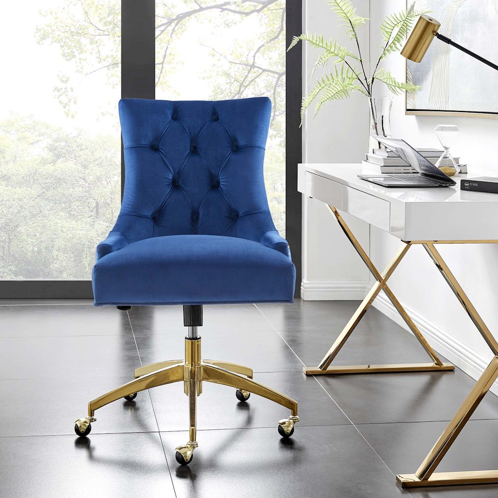 Regent Tufted Performance Velvet Office Chair. Picture 7