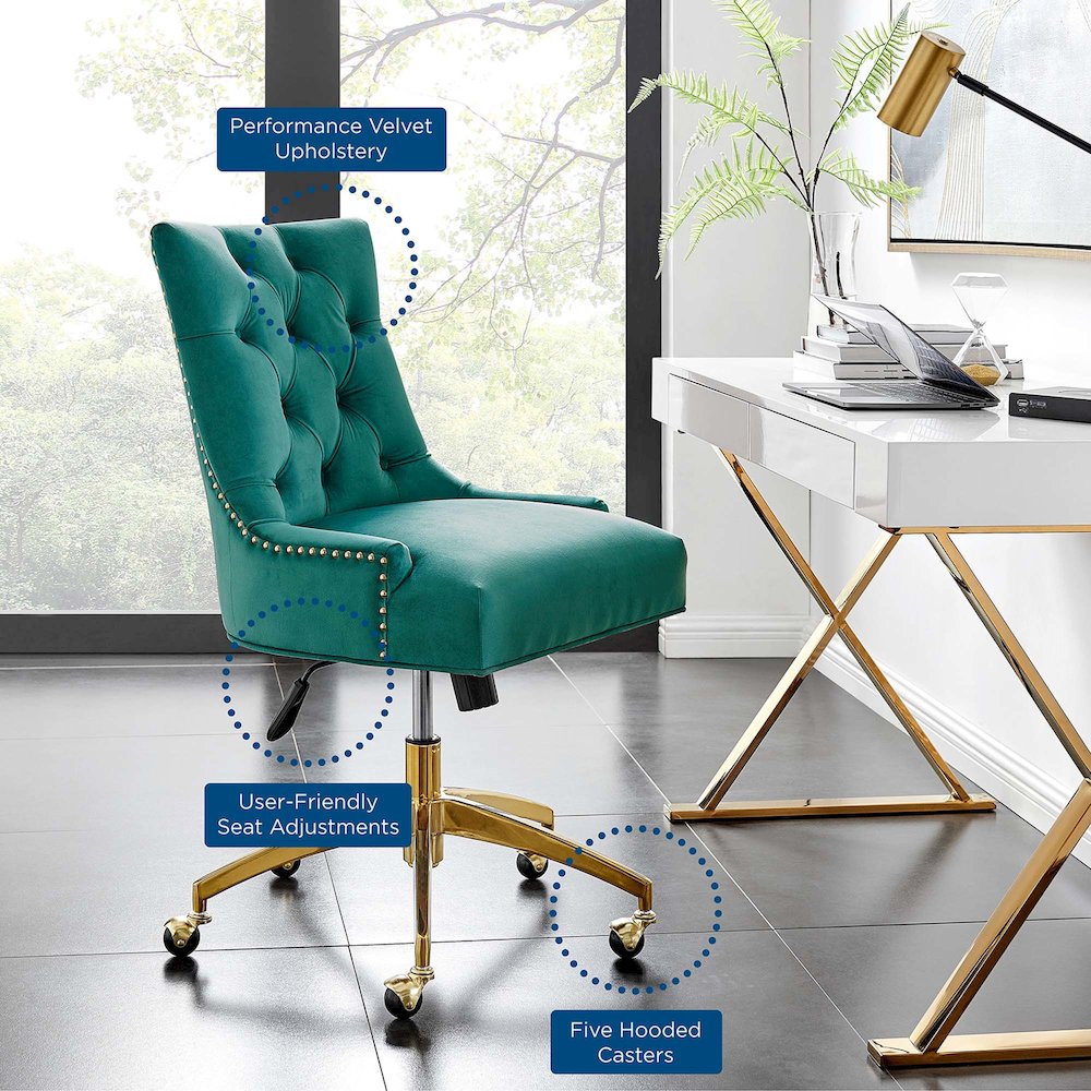 Regent Tufted Performance Velvet Office Chair. Picture 9