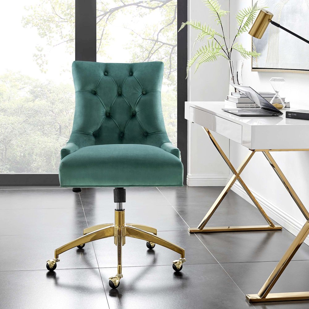 Regent Tufted Performance Velvet Office Chair. Picture 7