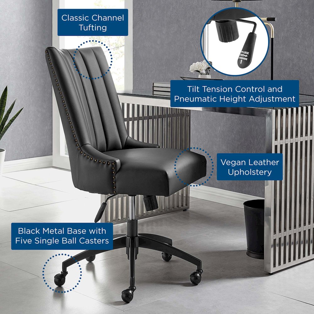 Empower Channel Tufted Vegan Leather Office Chair. Picture 9