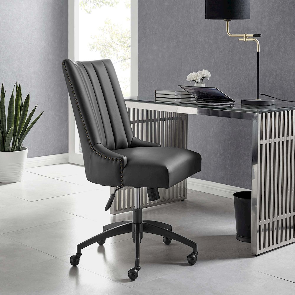 Empower Channel Tufted Vegan Leather Office Chair. Picture 7