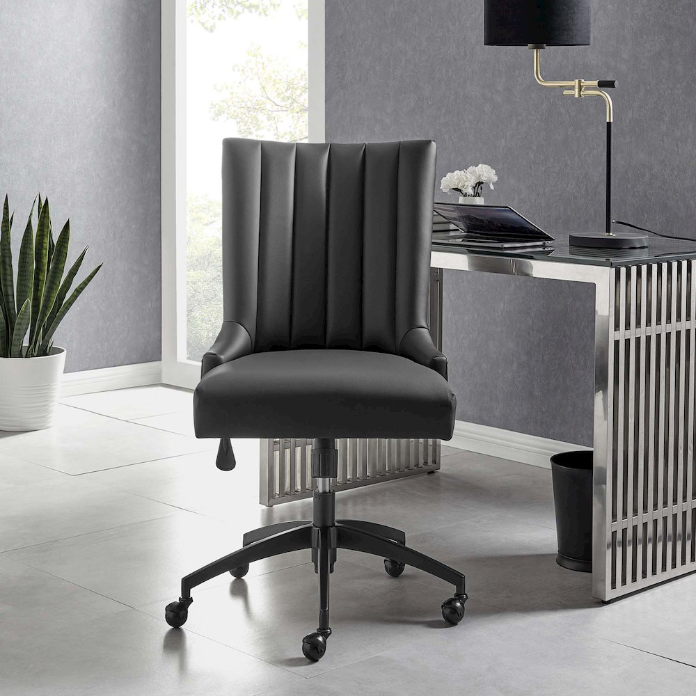 Empower Channel Tufted Vegan Leather Office Chair. Picture 8