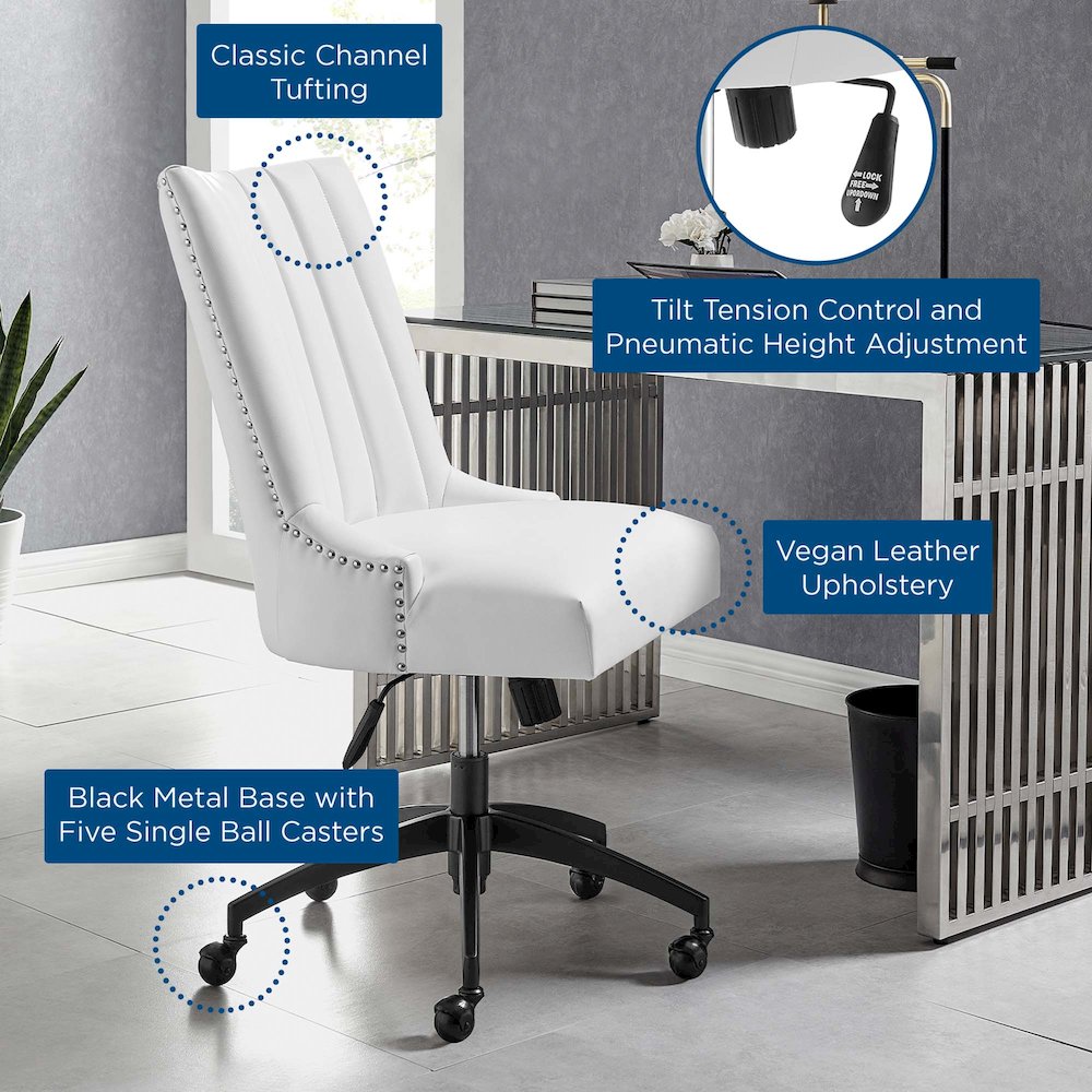 Empower Channel Tufted Vegan Leather Office Chair. Picture 9