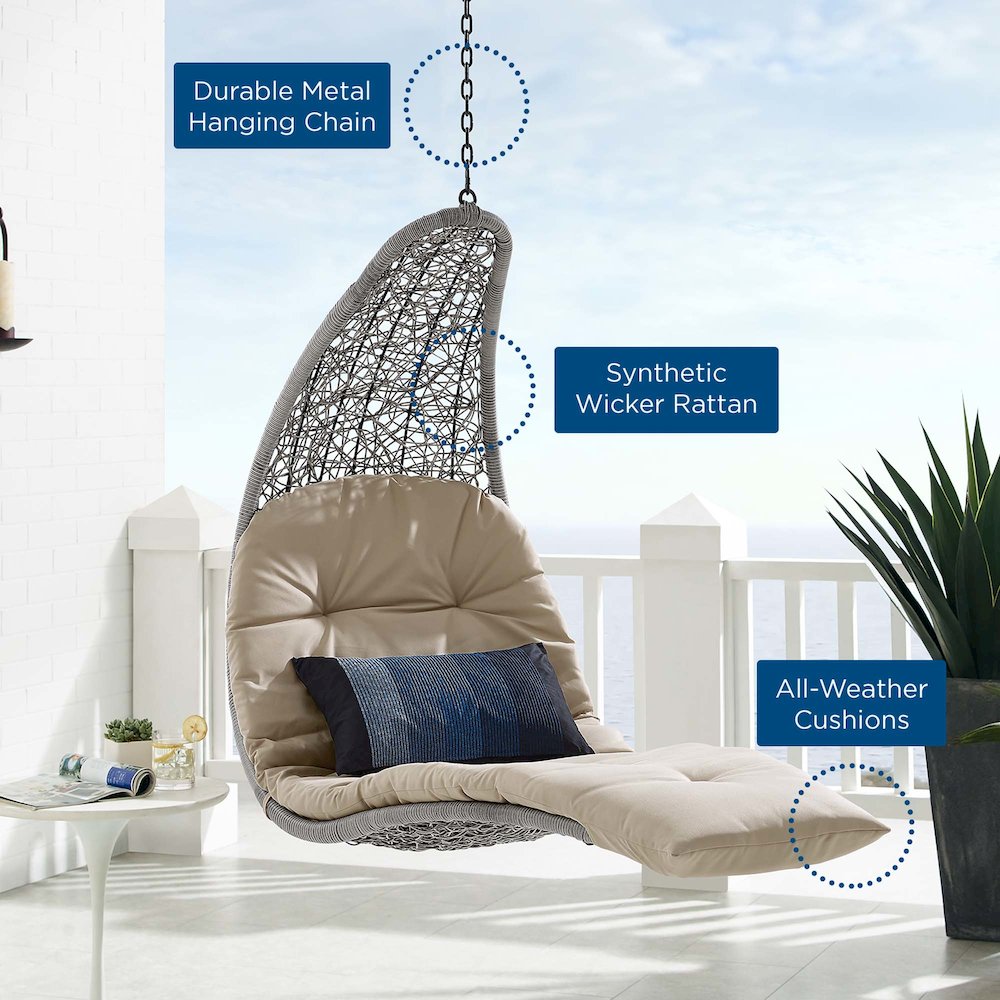 Landscape Hanging Chaise Lounge Outdoor Patio Swing Chair. Picture 6