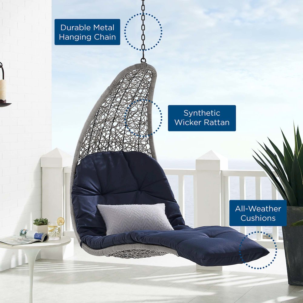Landscape Hanging Chaise Lounge Outdoor Patio Swing Chair. Picture 6