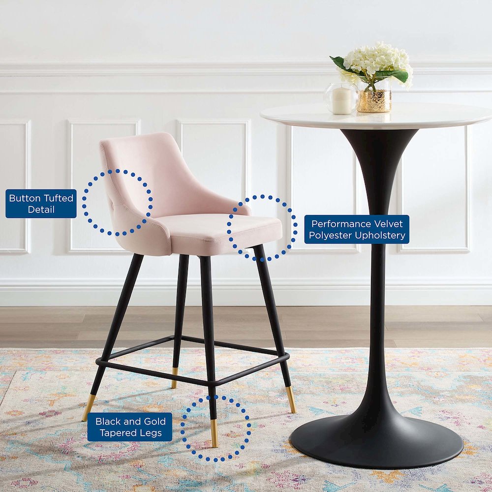 Adorn Performance Velvet Counter Stool Set of 2. Picture 9