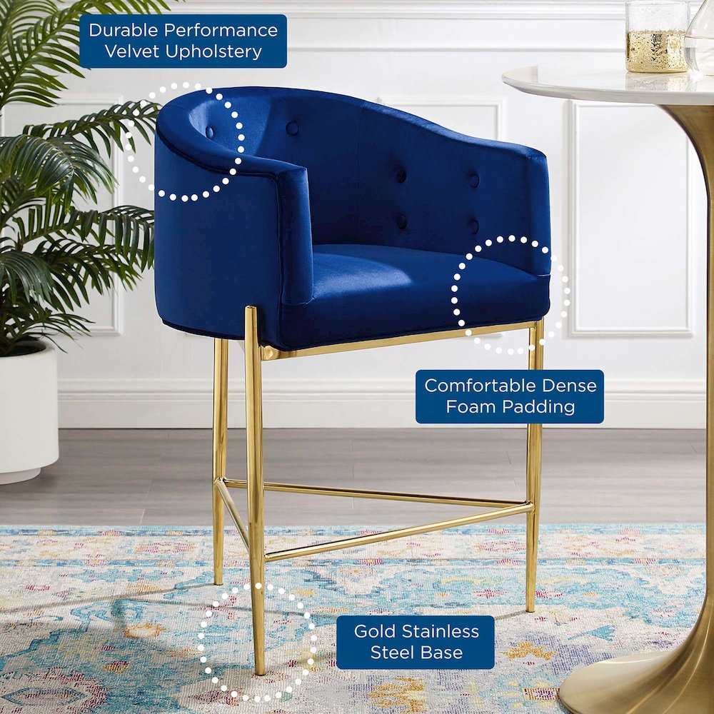 Savour Tufted Performance Velvet Counter Stool Set of 2. Picture 8
