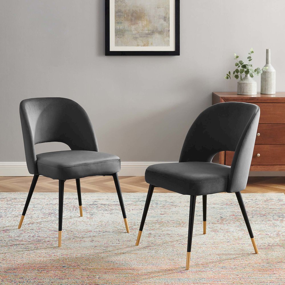 Rouse Performance Velvet Dining Side Chairs Set of 2. Picture 5
