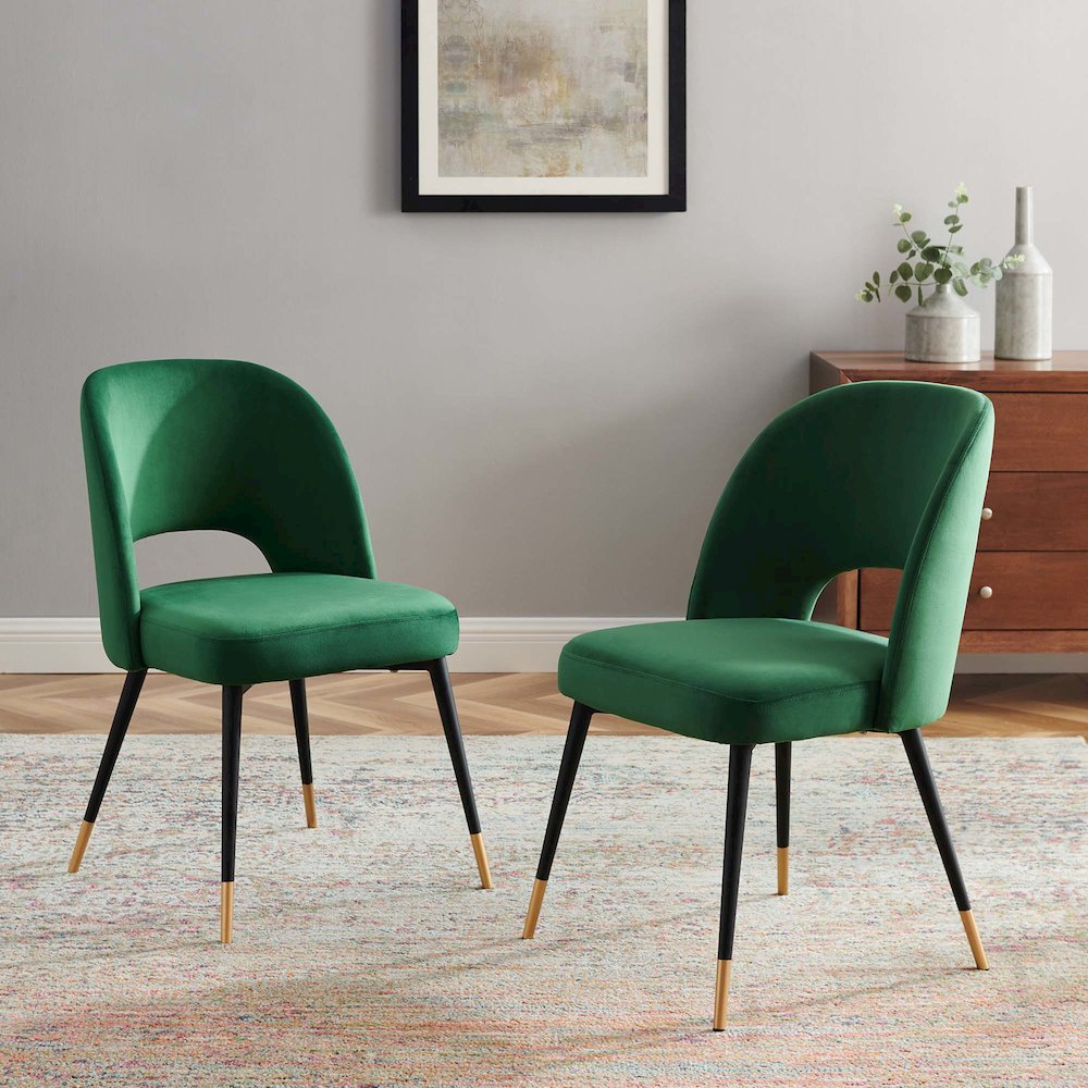 Rouse Performance Velvet Dining Side Chairs Set of 2. Picture 5