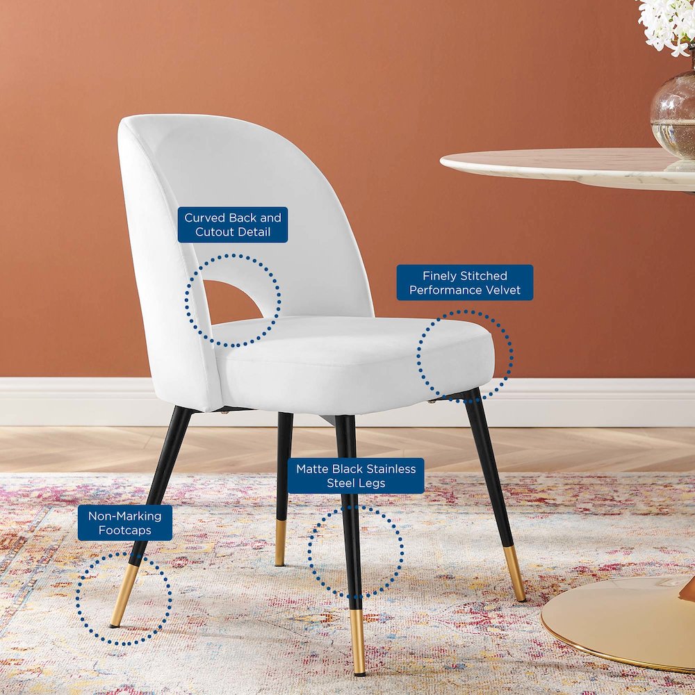 Rouse Performance Velvet Dining Side Chairs Set of 2. Picture 6