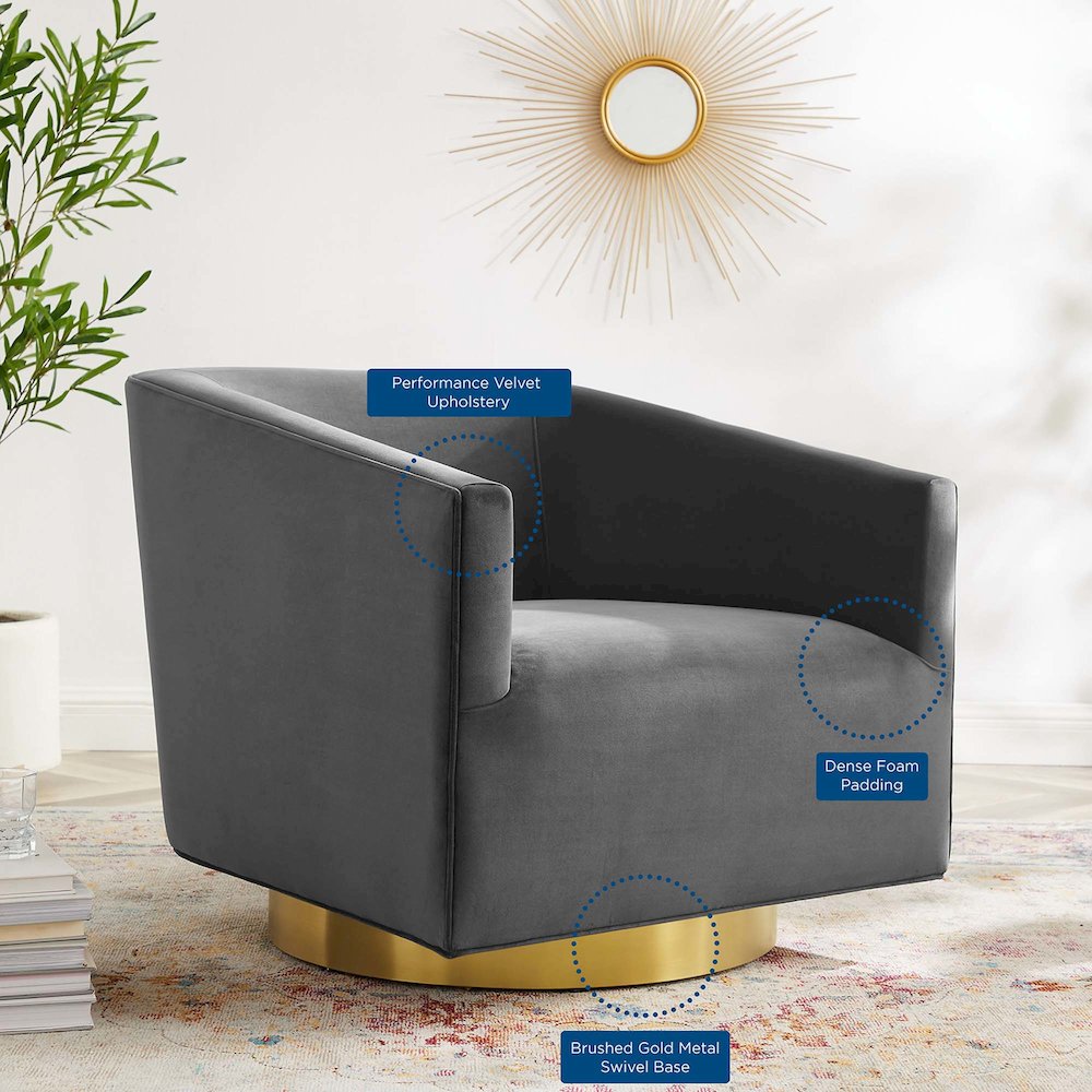 Twist Accent Lounge Performance Velvet Swivel Chair. Picture 8