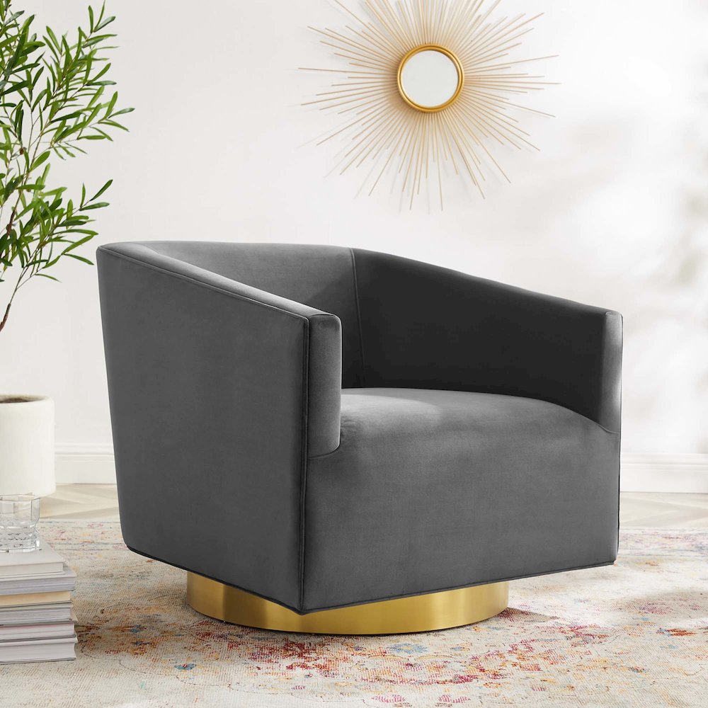 Twist Accent Lounge Performance Velvet Swivel Chair. Picture 6