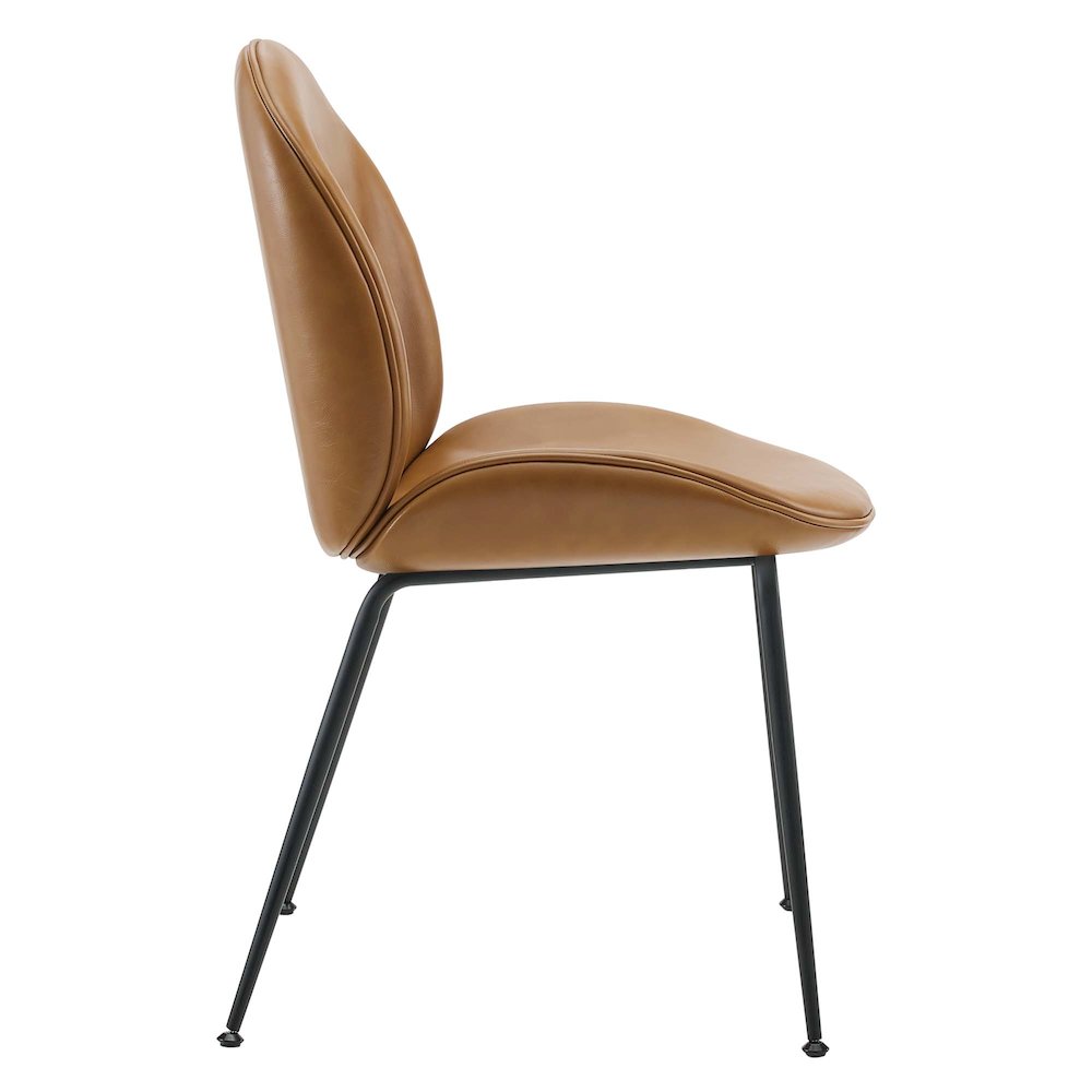 Scoop Black Powder Coated Steel Leg Vegan Leather Dining Chairs Set of 2. Picture 3