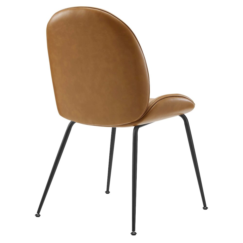 Scoop Black Powder Coated Steel Leg Vegan Leather Dining Chairs Set of 2. Picture 4