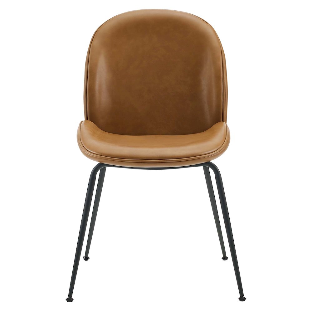 Scoop Black Powder Coated Steel Leg Vegan Leather Dining Chairs Set of 2. Picture 5