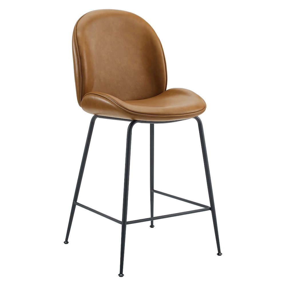 Scoop Black Powder Coated Steel Leg Vegan Leather Counter Stool. Picture 1