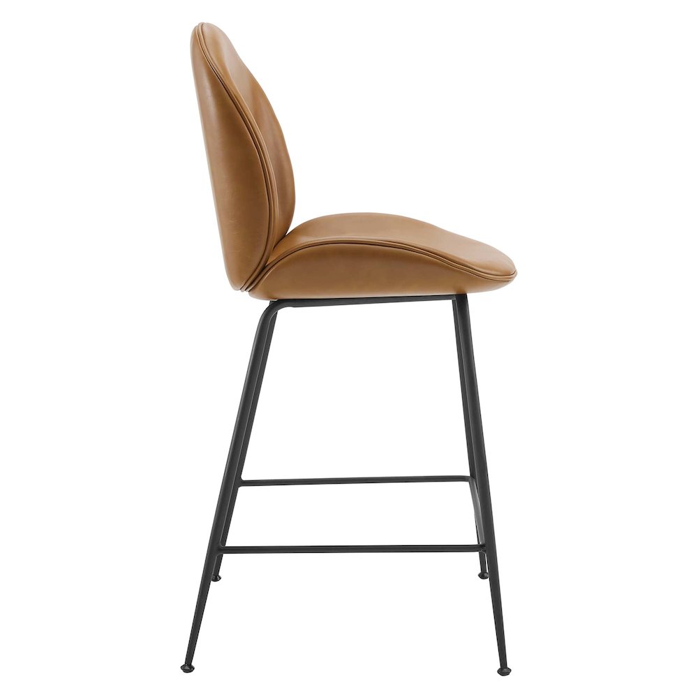 Scoop Black Powder Coated Steel Leg Vegan Leather Counter Stool. Picture 2