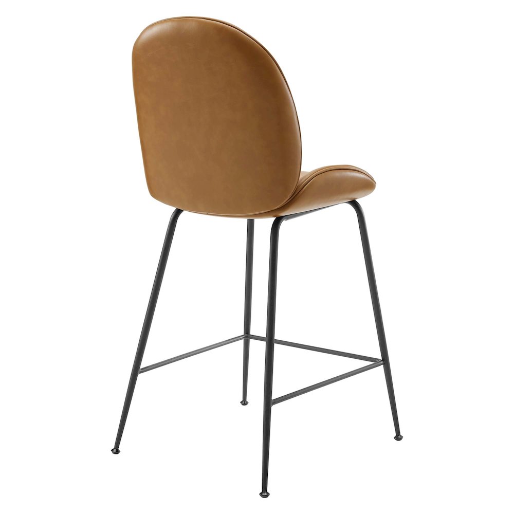 Scoop Black Powder Coated Steel Leg Vegan Leather Counter Stool. Picture 3