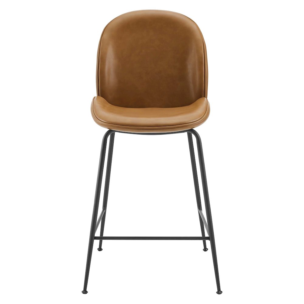 Scoop Black Powder Coated Steel Leg Vegan Leather Counter Stool. Picture 4