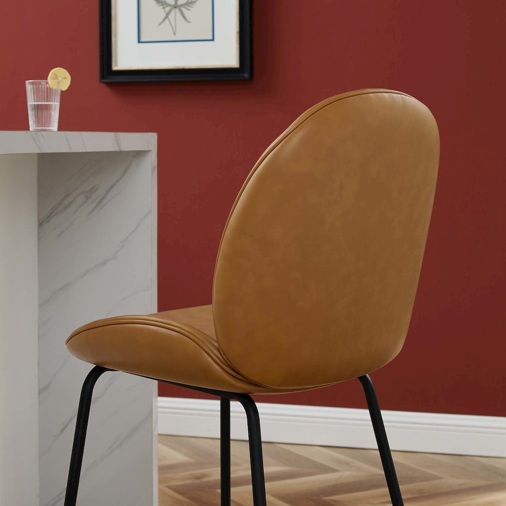 Scoop Black Powder Coated Steel Leg Vegan Leather Counter Stool. Picture 6