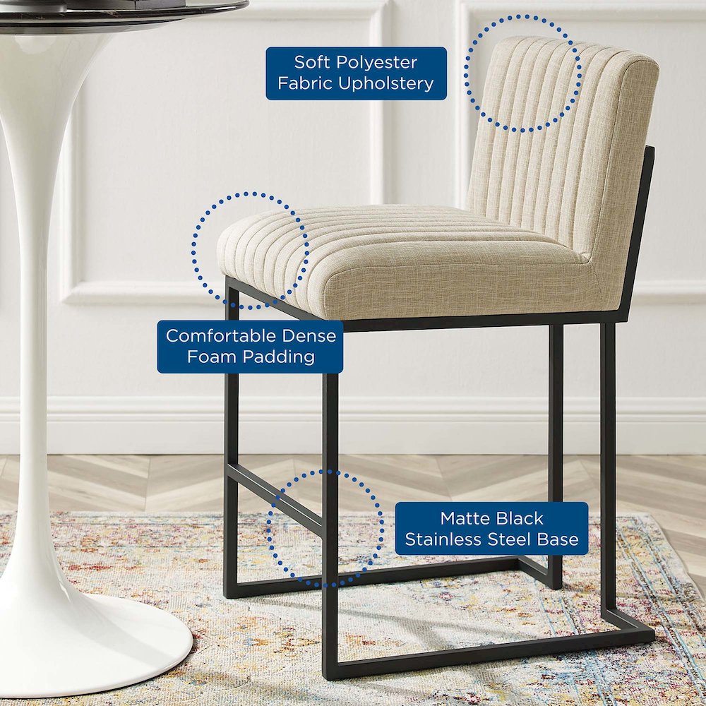Indulge Channel Tufted Fabric Counter Stool. Picture 2