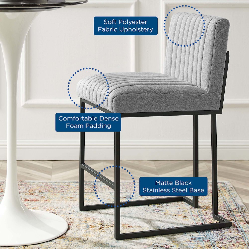 Indulge Channel Tufted Fabric Counter Stool. Picture 2