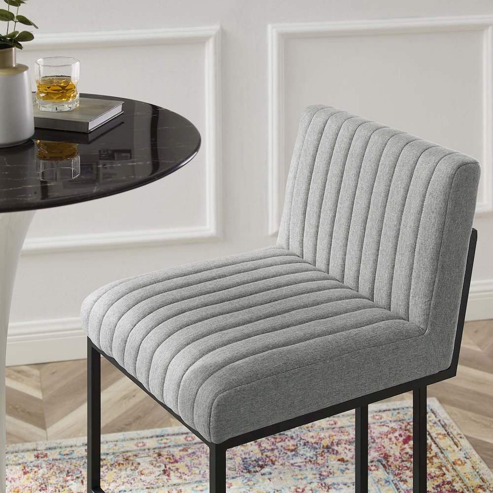 Indulge Channel Tufted Fabric Counter Stool. Picture 8