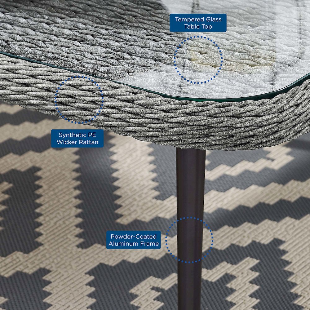 Endeavor Outdoor Patio Wicker Rattan Square Coffee Table. Picture 7