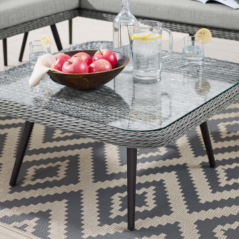 Endeavor Outdoor Patio Wicker Rattan Square Coffee Table. Picture 6