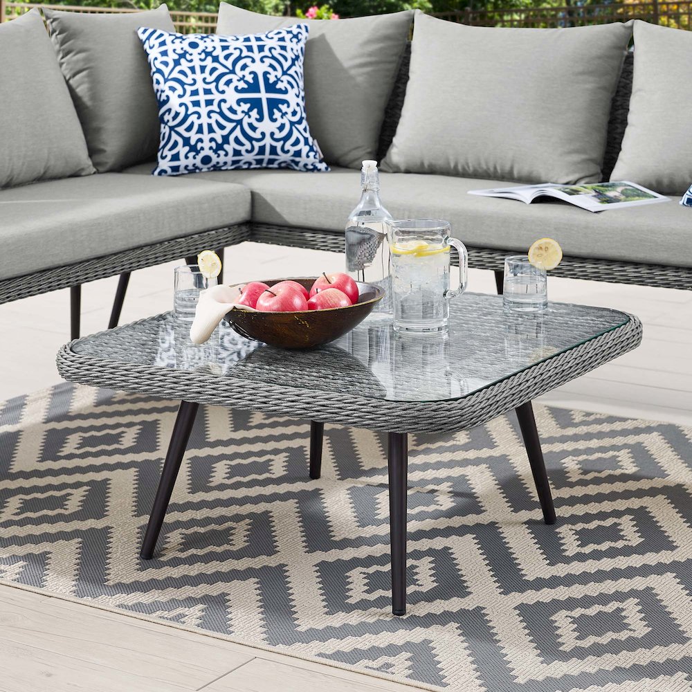 Endeavor Outdoor Patio Wicker Rattan Square Coffee Table. Picture 5