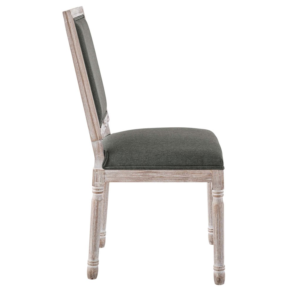Court French Vintage Upholstered Fabric Dining Side Chair. Picture 2