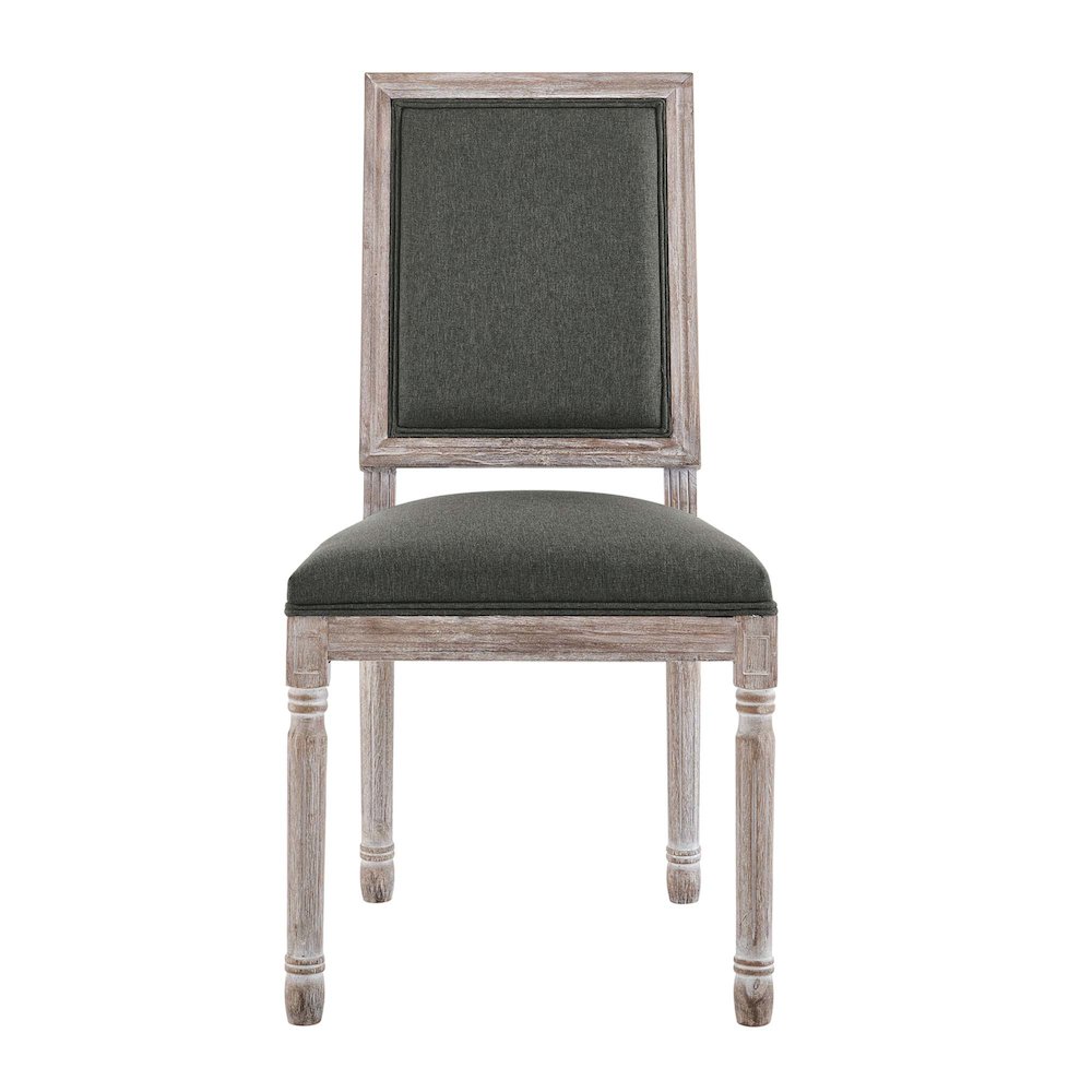 Court French Vintage Upholstered Fabric Dining Side Chair. Picture 4