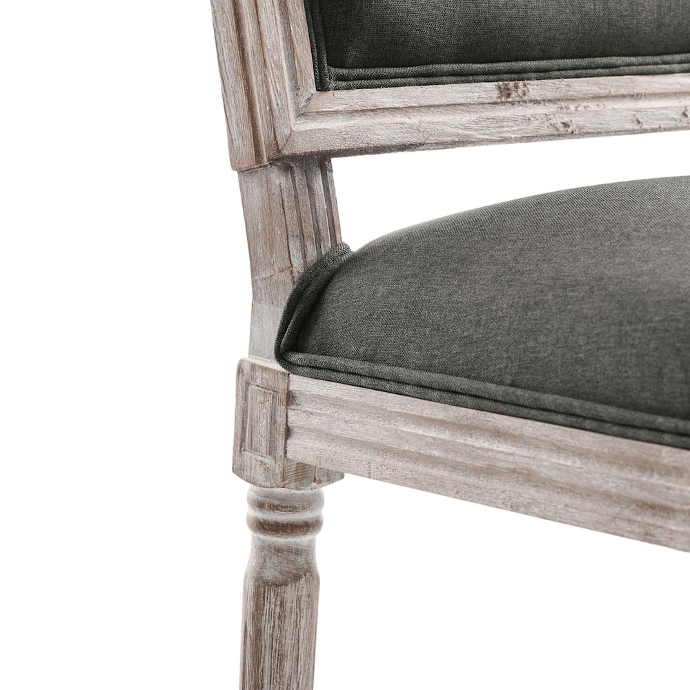 Court French Vintage Upholstered Fabric Dining Side Chair. Picture 5