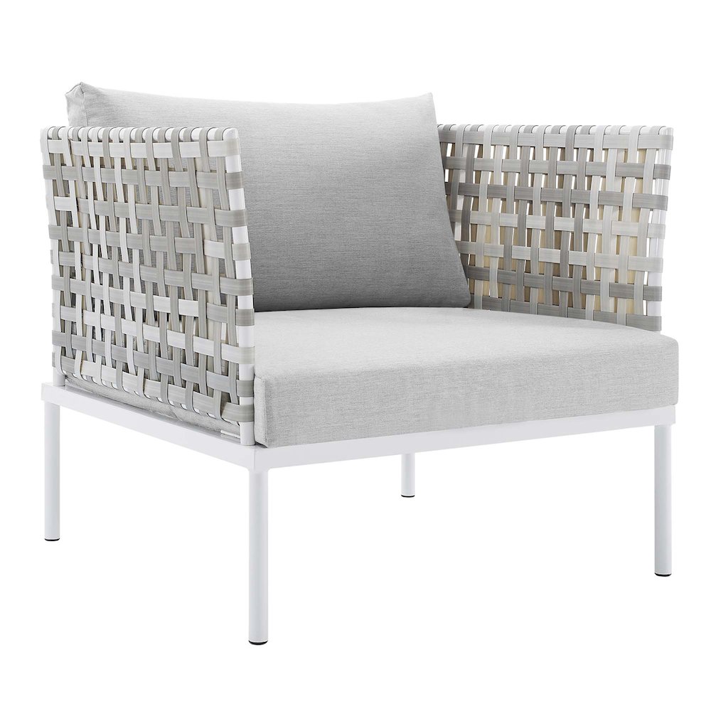 Harmony 3-Piece Sunbrella Basket Weave Outdoor Patio Aluminum Seating Set. Picture 2