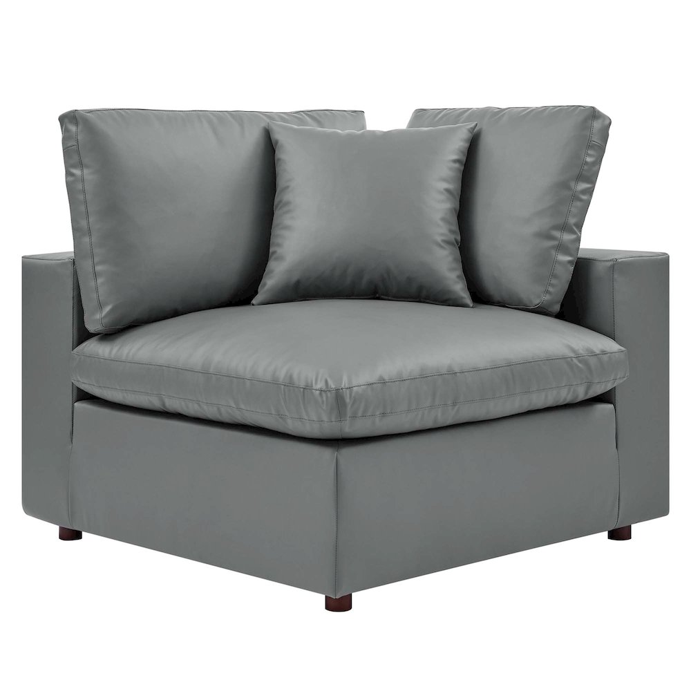 Commix Down Filled Overstuffed Vegan Leather Corner Chair. Picture 1