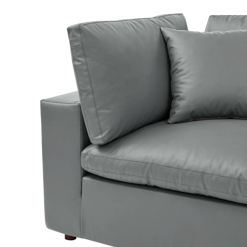 Commix Down Filled Overstuffed Vegan Leather Corner Chair. Picture 4
