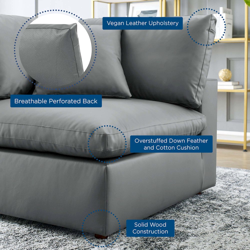 Commix Down Filled Overstuffed Vegan Leather Corner Chair. Picture 7
