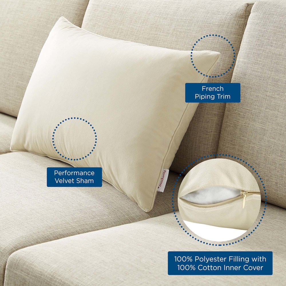 Enhance 24" Lumbar Performance Velvet Throw Pillow. Picture 4