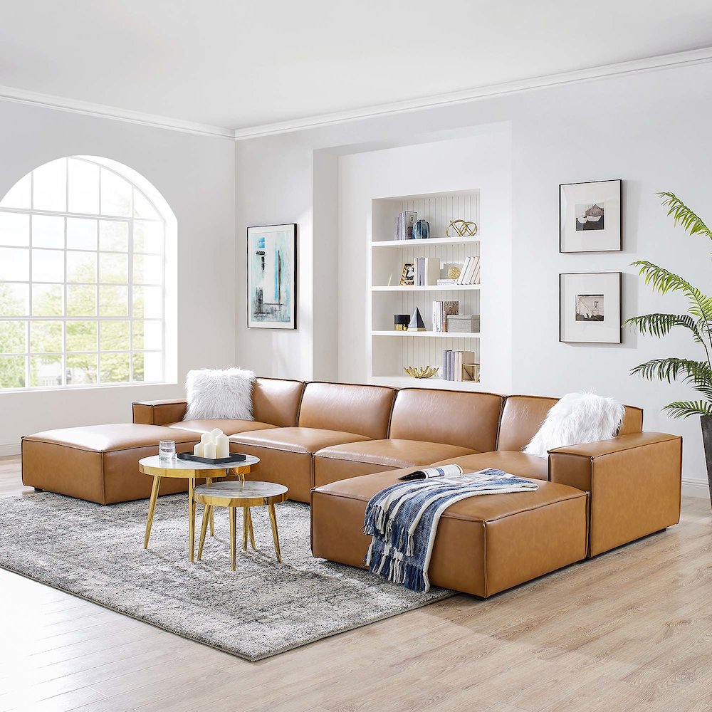Restore 6-Piece Vegan Leather Sectional Sofa. Picture 13