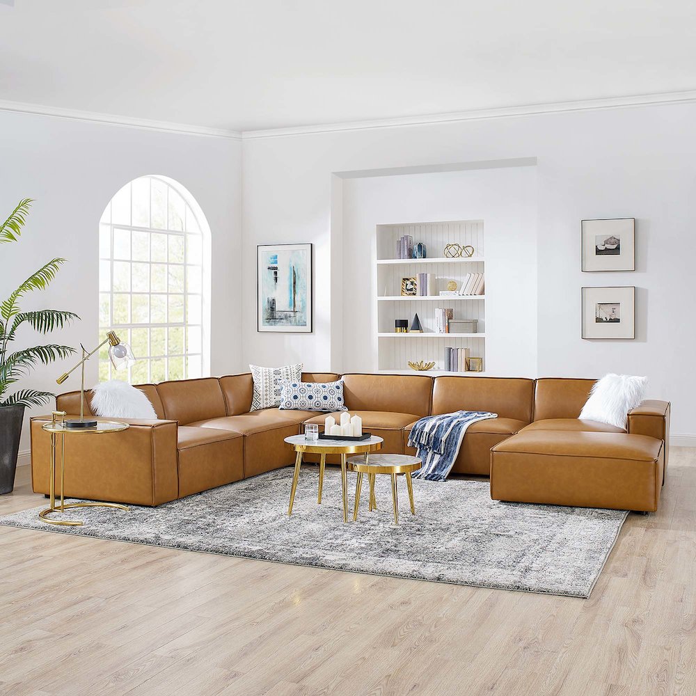 Restore 7-Piece Vegan Leather Sectional Sofa. Picture 14