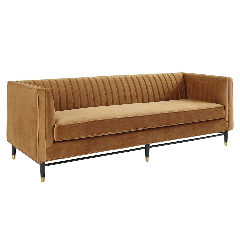 Devote Channel Tufted Performance Velvet Sofa. Picture 1