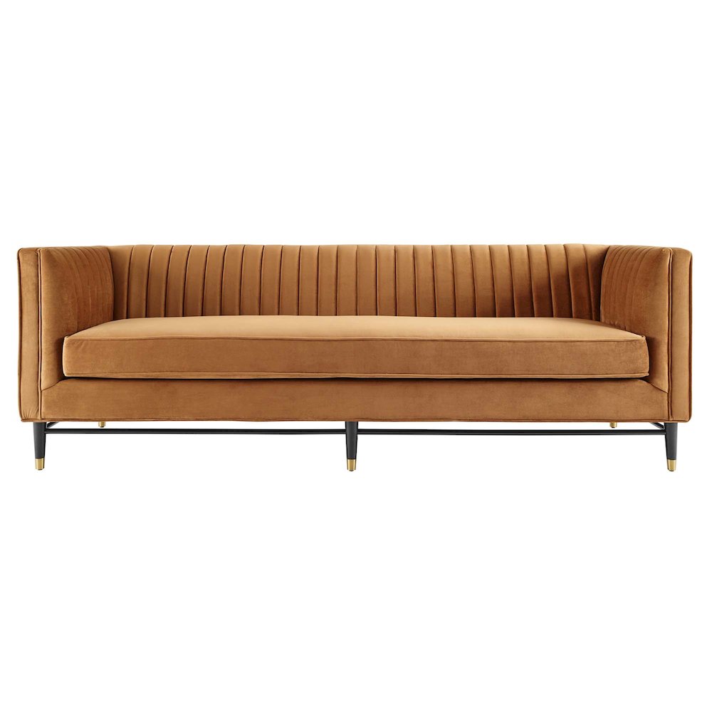 Devote Channel Tufted Performance Velvet Sofa. Picture 4
