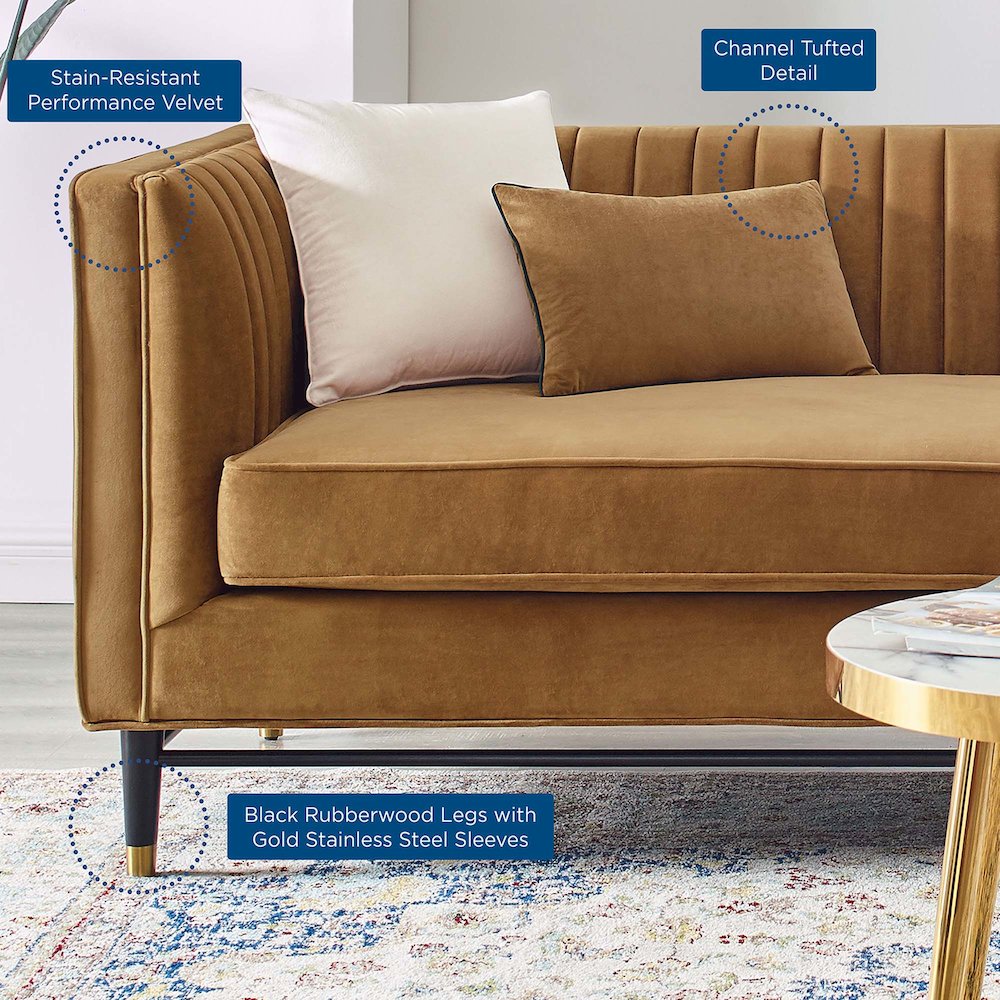 Devote Channel Tufted Performance Velvet Sofa. Picture 7