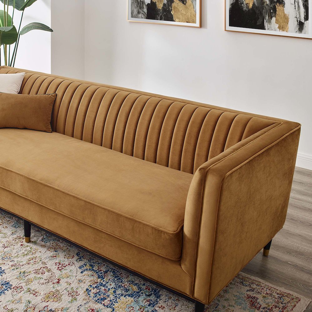 Devote Channel Tufted Performance Velvet Sofa. Picture 8