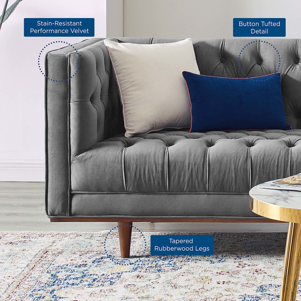 Elation Tufted Performance Velvet Sofa. Picture 7