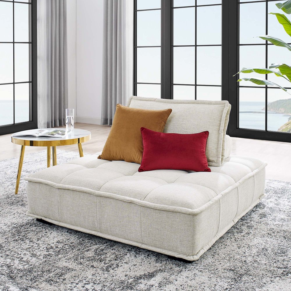 Saunter Tufted Fabric Armless Chair. Picture 7